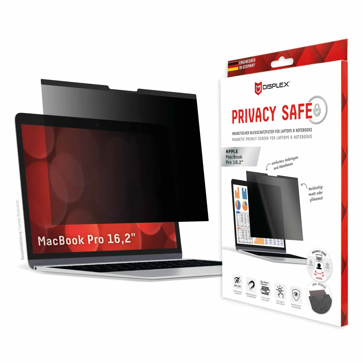 E.V.I. 01767 Displex betekintésvédő MacBook Pro 16.2" keret nélküli 5H #1