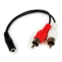 Startech.com MUFMRCA 3,5 mm-es dugó - 2x RCA aljzat kábel 0,152 m - nikkelezett burkolás - fekete