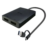 I-tec CADUAL4KDP Duál 4K DP videó adapter USB-A USB-C 2x DP