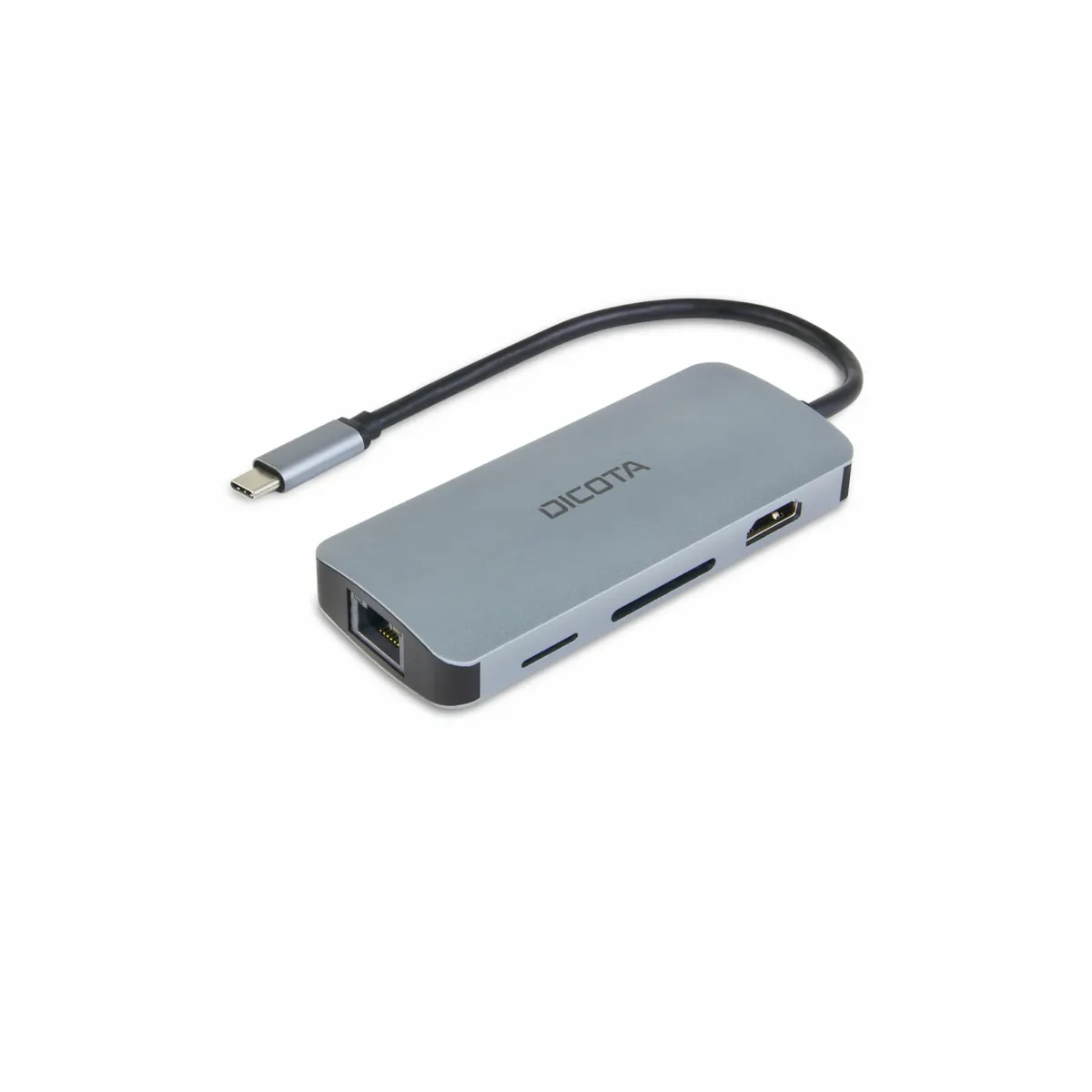 Dicota D32062 USB-C 8 az 1-ben hub 4K PD 100W HDMI RJ-45 USB 4 Type-A USB-C MicroSD SD ezüst alumínium 1000 Mbit #1
