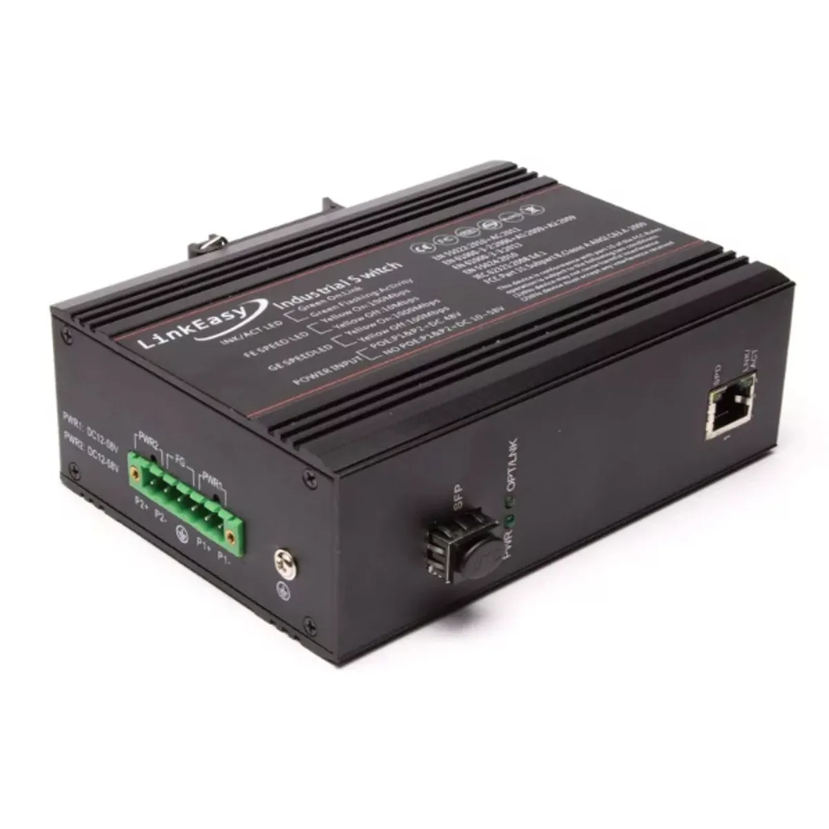CTC IMC-GE-SFP-PWR ipari PoE média konverter 1xGE SFP 1x10-100-1000T 802.3af-at duál 48V DC DIN-sín -40~+85C #1