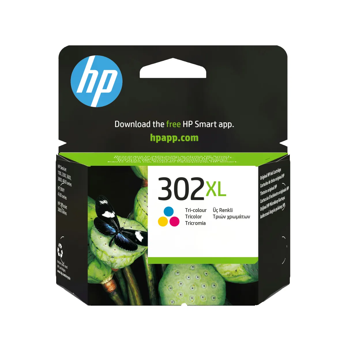 HP Inc. F6U67AEABE 302XL háromszínű tintapatron eredeti, nagy kapacitású, 300 oldal, Cián, Magenta, Sárga #1