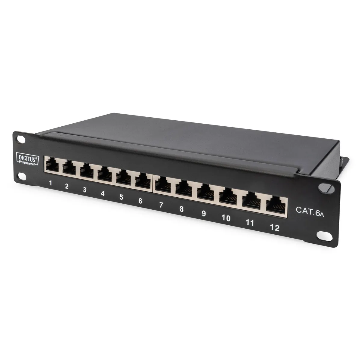 Assmann DN-91612S-EA Cat6A patch panel shielded 1U 12-port feliratmező fekete #1