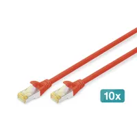 Assmann DK-1644-A-010-R-10 CAT 6A SFTP patch kábel 1 m vörös 2 RJ-45 10 db