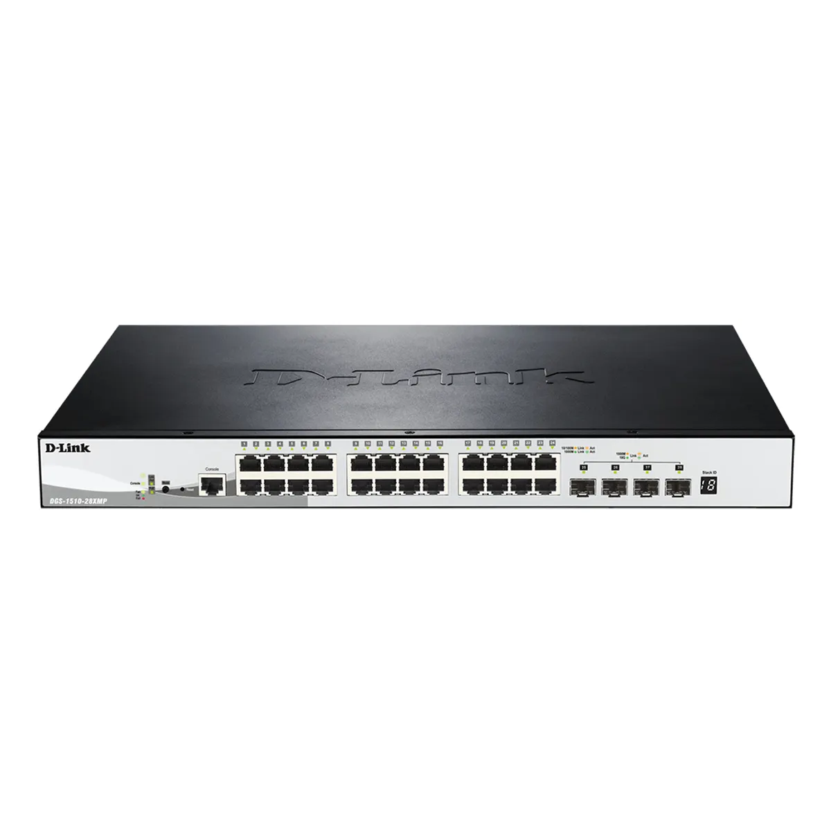 D-Link DGS-1510-28XMP\/E 28-portos PoE intelligens switch 24 PoE RJ-45, 4x 10G SFP, 370W, stackelhető 6 egység, 128 Gbps #1