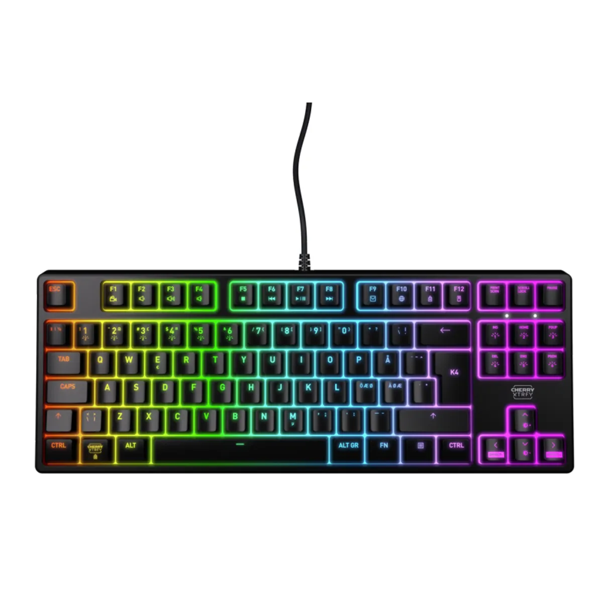 Cherry CX-K4V2-RGB-TKL-R-PO K4v2 rgb tkl mechanikus billentyűzet MX Red fekete vezetékes USB 2 m QWERTY RGB #1