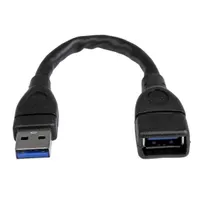 Startech.com USB3EXT6INBK USB hosszabbító kábel USB-A-USB-A, USB 3.2 Gen 1, 0,152 m, 5 Gbit per s, nikkelezett, fekete