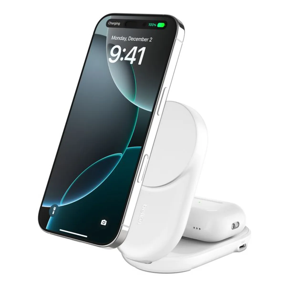 Belkin WIZ039KQWH Ultracharge 25 W Qi2 mágneses 2-in-1 töltőállomás fehér 1x USB-C vezeték nélküli töltés gyorstöltés 1,5 m #1