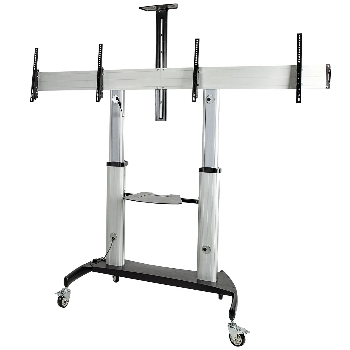 Startech.com STNDMTVDUO duál televíziótartó 37-60" , VESA 200x200-600x400, 100 kg terhelés, magasság 1200-1685 mm, tilt -10-5, szín fekete ezüst #1