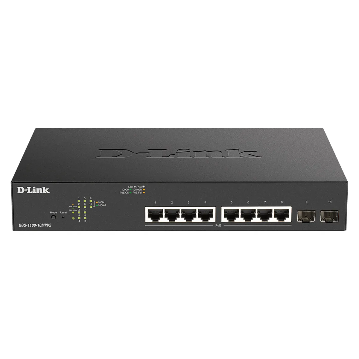 D-Link DGS-1100-10MPV2-E DGS-1100-10MPV2 8x Gigabit PoE 130W 2x SFP L2 kapcsoló #1