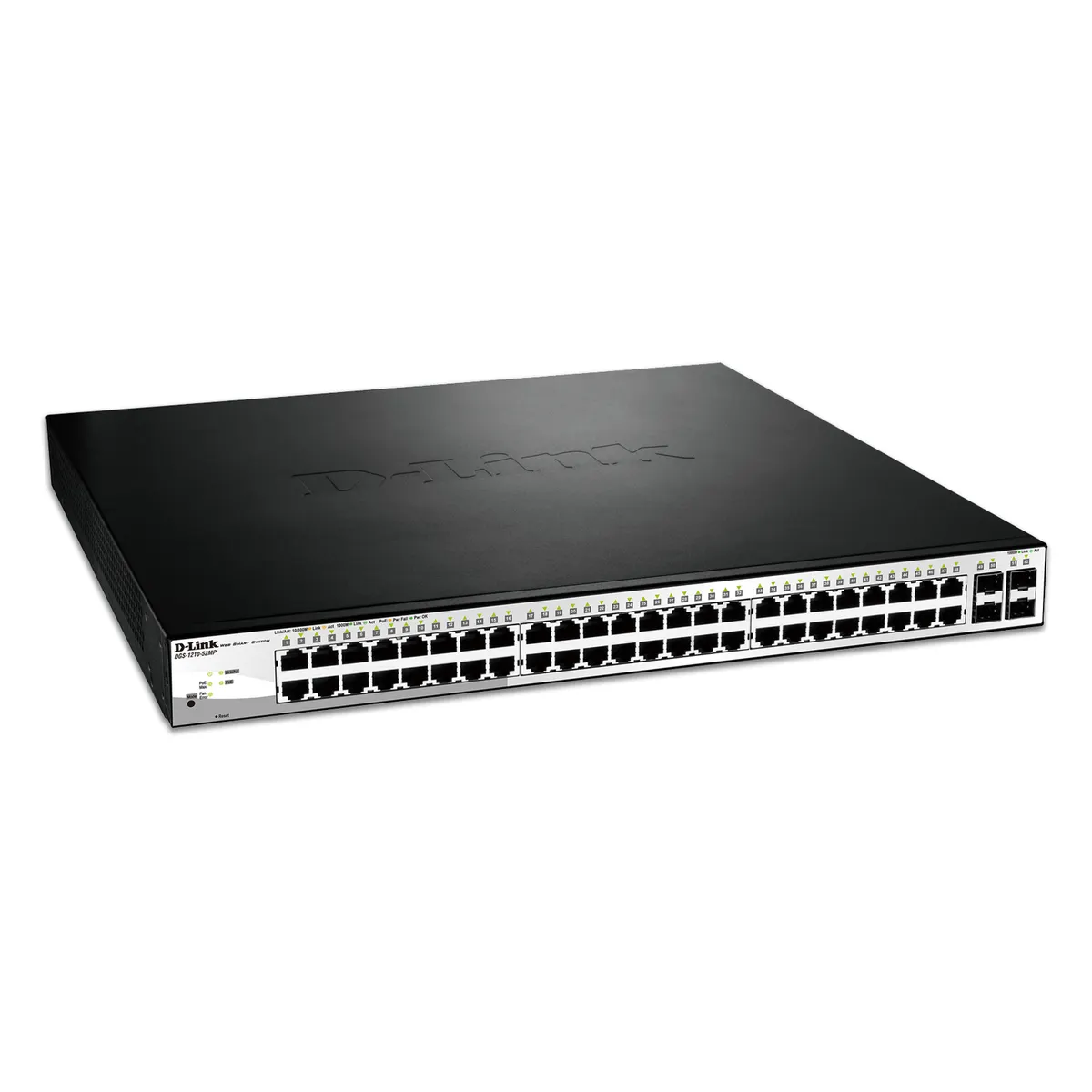 D-Link DGS-1210-52MP/E 52-portos poe gigabit intelligens switch 370W 4x kombinált port #1