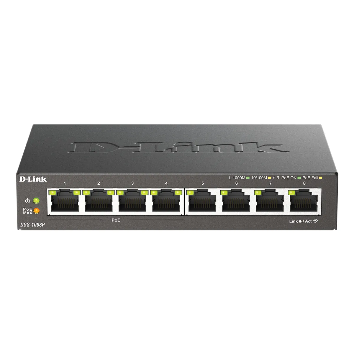 D-Link DGS-1008P/E 8-portos Gigabit PoE kapcsoló, asztali, nem menedzselt, 4 PoE port #1