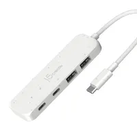 j5create JCH342EW-N 4-portos USB-C és USB-A Gen 2 hub fehér ABS ház újrahasznosított USB 3.2 Gen 1 Type-C host USB 3.2 Gen 2 Type-A és Type-C