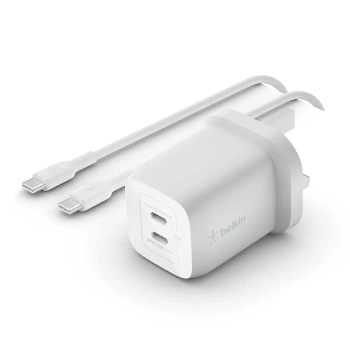 Belkin WCH013VF2MWH-B6 Boost Charge Pro Dual Port USB-C GaN töltő PPS 65W 2x USB-C 2 m fehér #1
