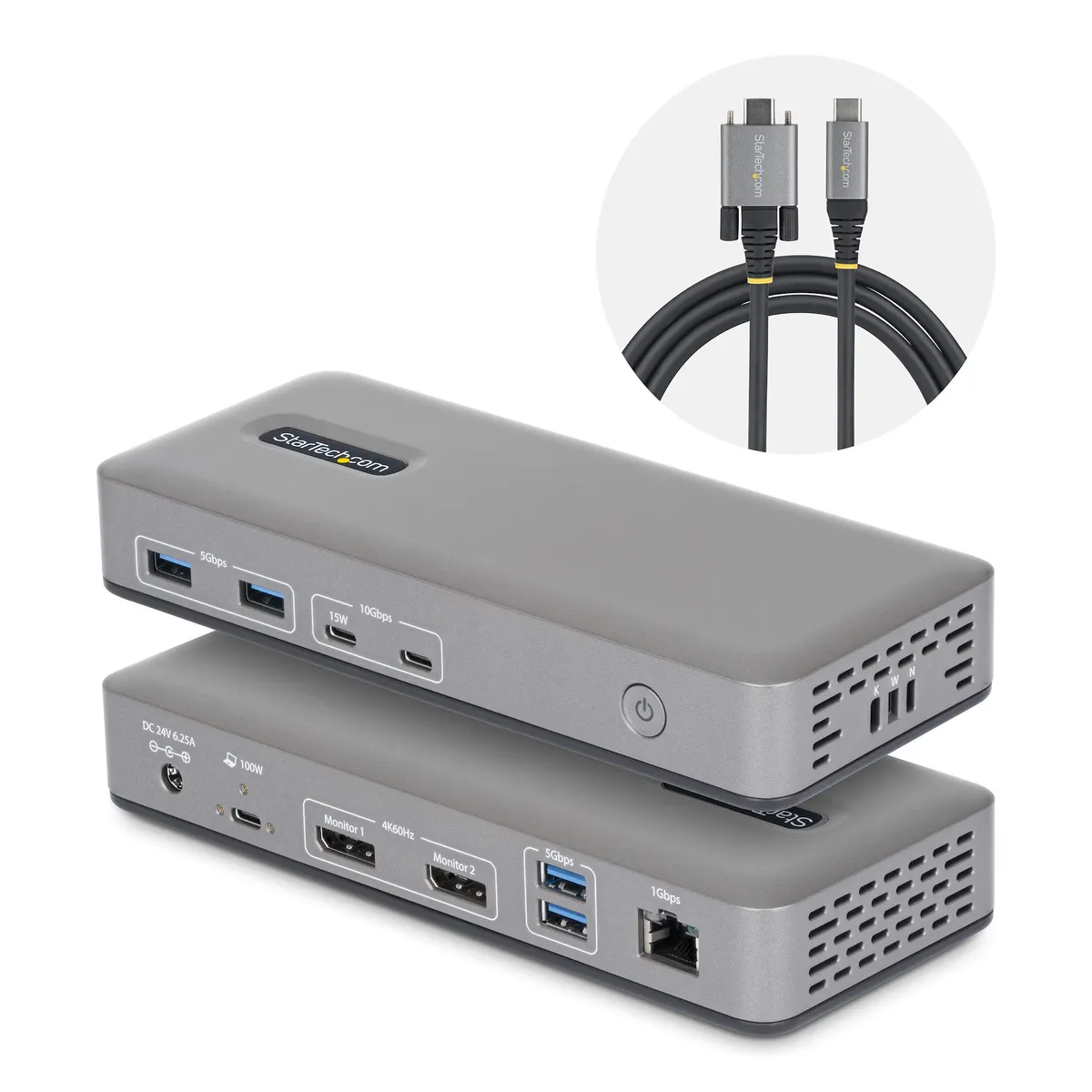 Startech.com 201UE-USBC-DOCK USB-C dokkolóállomás 2x DP 100W PD USB-C 3.2 Gen 2 Gigabit Ethernet #1