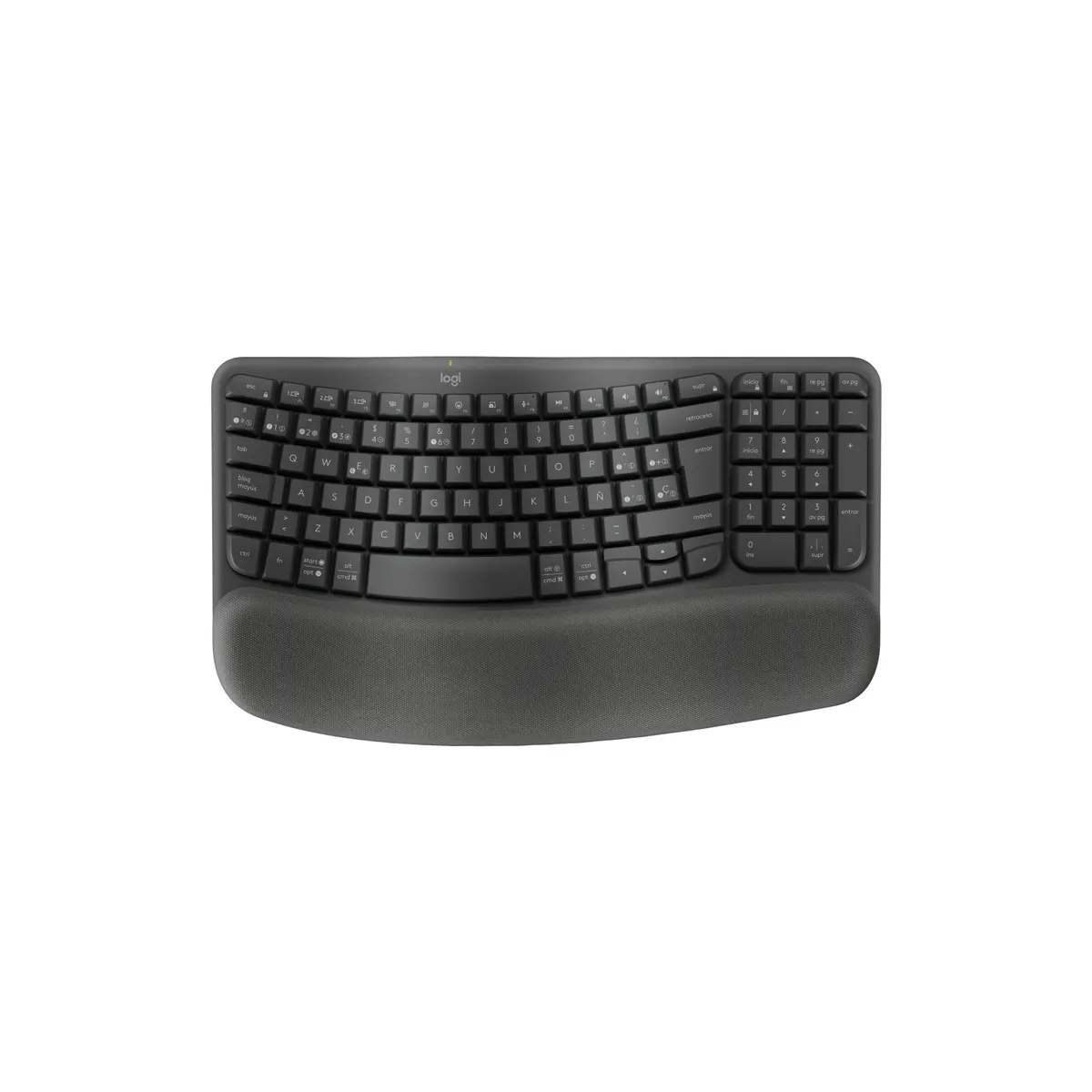 Logitech 920-012296 Wave Keys vezeték nélküli ergonómikus billentyűzet membrános kapcsolóval, párnázott kéztámasz, Bluetooth és RF, qwerty, grafit #1