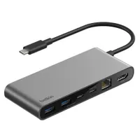 Belkin INC024HQSGY 8 az 1-ben USB-C hub HDMI RJ-45 USB 3.2 Gen 1 Type-A SD MiniSD 2.5 GbE 4K60