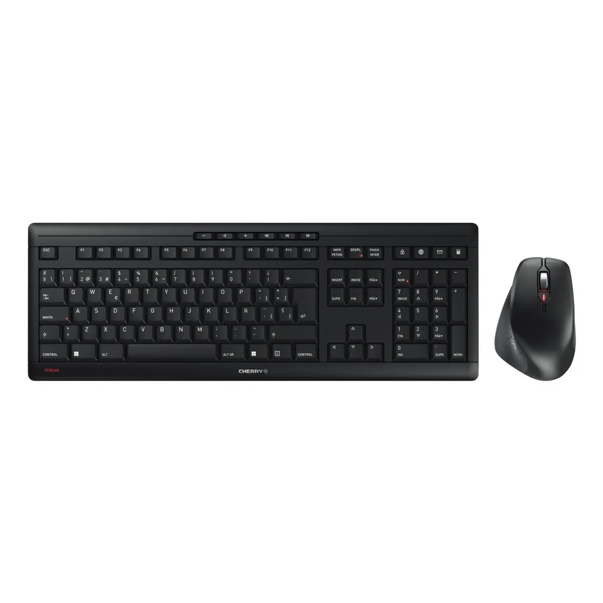 Cherry JD-8550ES-2 stream desktop comfort teljes méret, egyenes, vezeték nélküli, ollós kapcsoló, QWERTY, 114 billentyű, otthoni-irodai, fekete #1