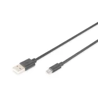Assmann AK-300110-030-S USB A és micro USB B összekötő kábel 3 m USB 2.0 fekete nikkel borítás