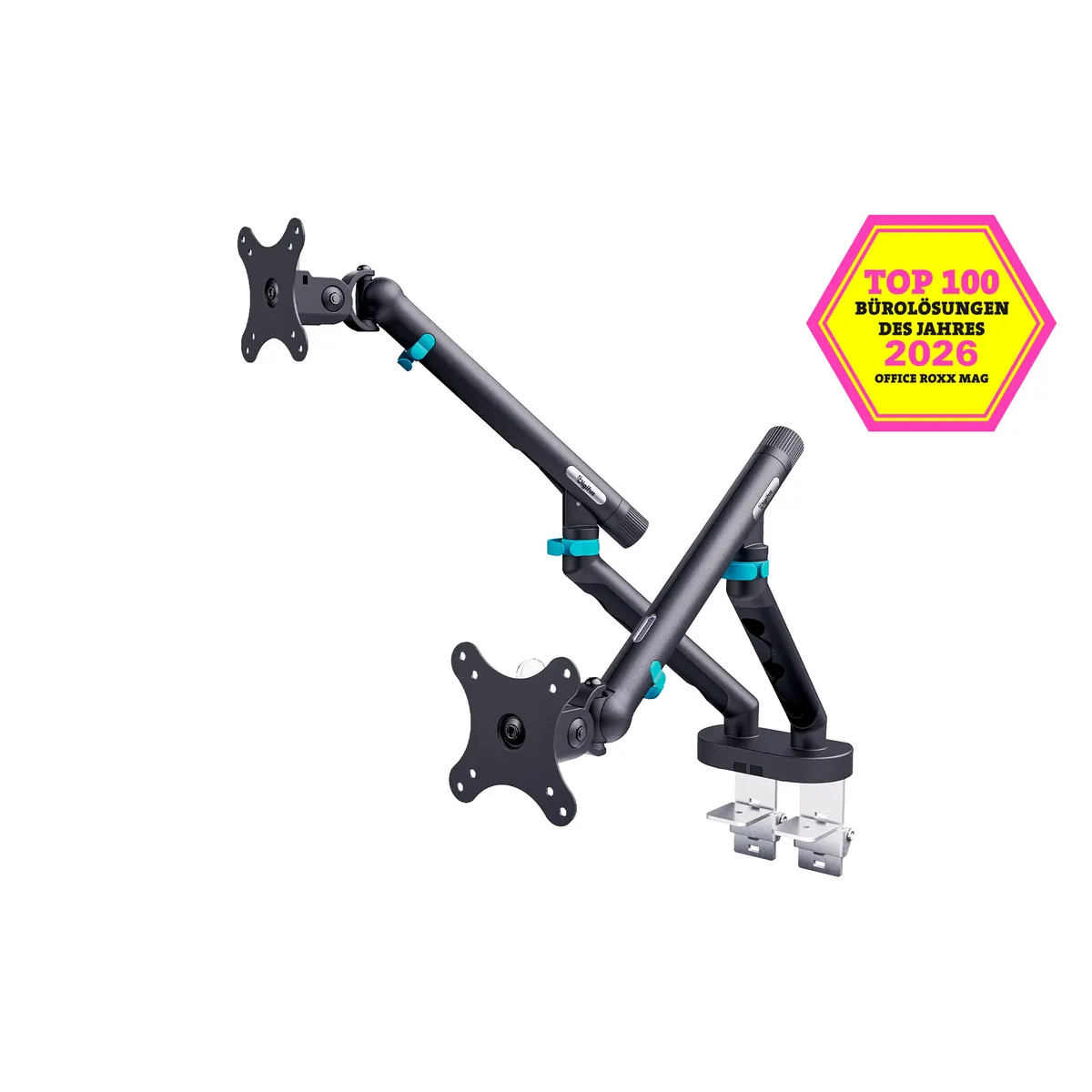 Assmann DA-90471 kétmonitoros monitorkonzol 2x35 2x10kg VESA 75x75-100x100 -45-90° állítható magasság fekete #1
