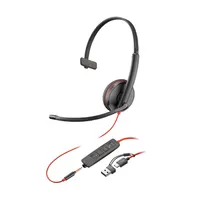 Poly 8X227A6 Blackwire 3215 monaurális USB-C fejhallgató adapterrel 2,27 m fekete