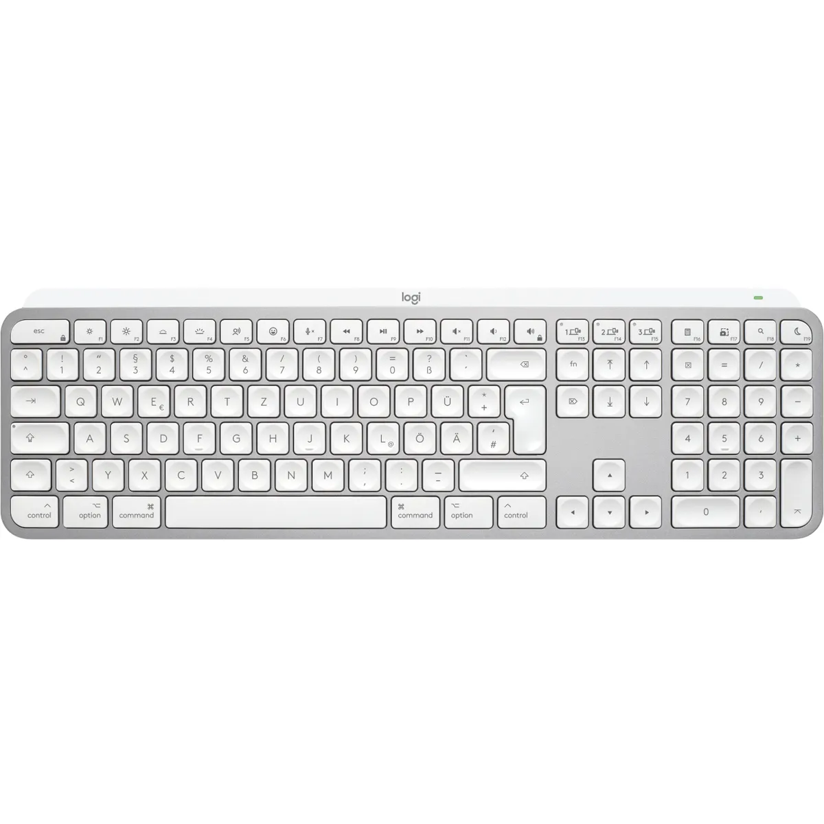 Logitech 920-011624 MX Keys S for Mac qwertz vezeték nélküli Bluetooth és RF billentyűzet LED háttérvilágítás alumínium fehér #1