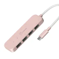 J5create JCH341ER-N USB-C 4-portos Type-A Gen 2 hub rózsaszín ABS