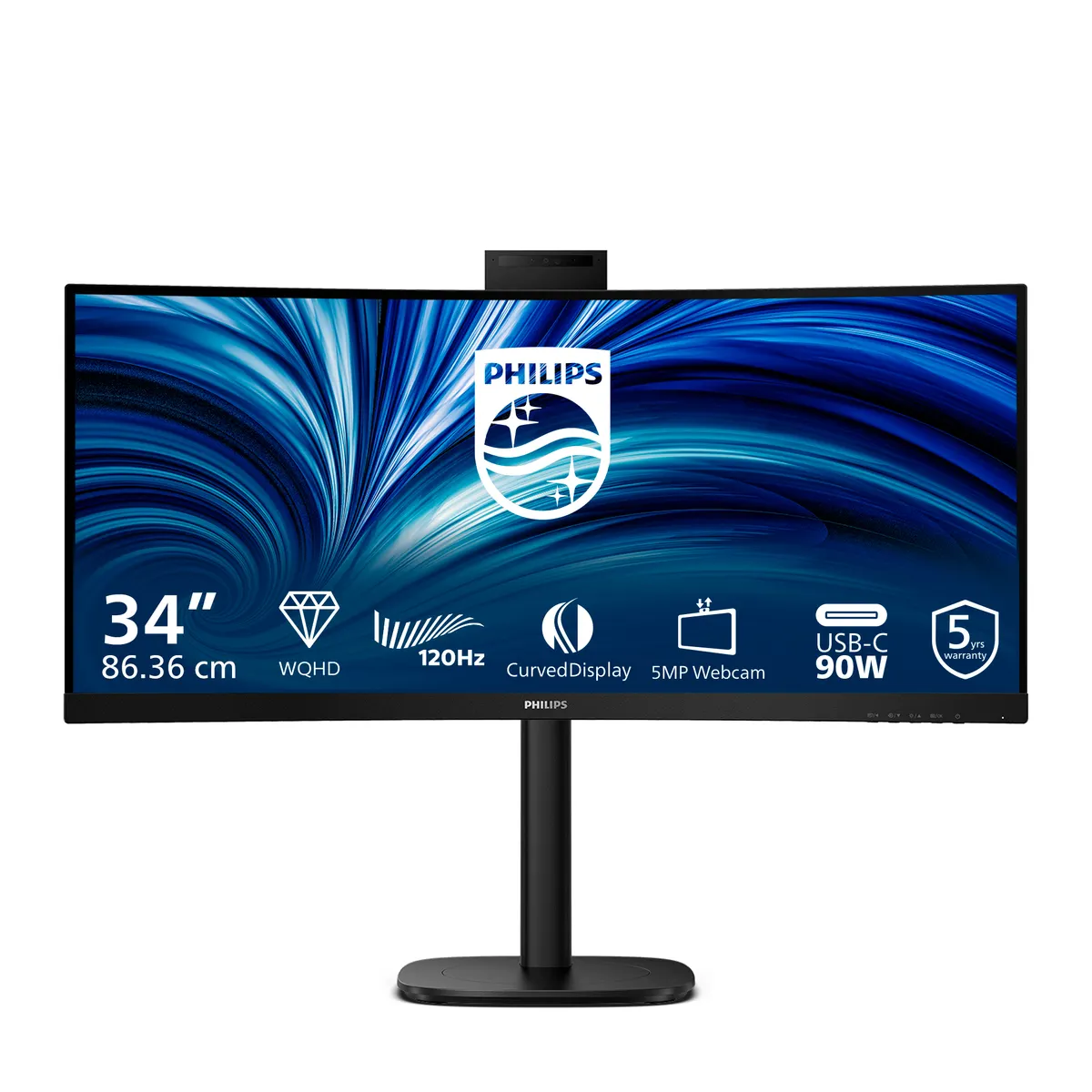 Philips 34B2U3600CH/00 34" ultrawide lcd monitor 3440x1440 21:9 4 ms usb 3.2 gen1 hub vesa állítható magasságú beépített hangszórók fekete #1