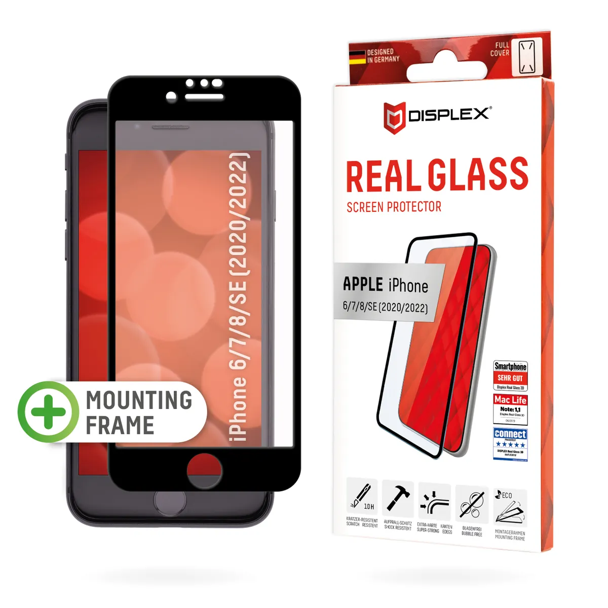 E.V.I. 01253 Displex real glass fc kompatibilis Apple iPhone 6 7 8 SE 2020 2022 edzett üveg átlátszó ütésálló karcolásálló porálló száraz felhelyezés #1