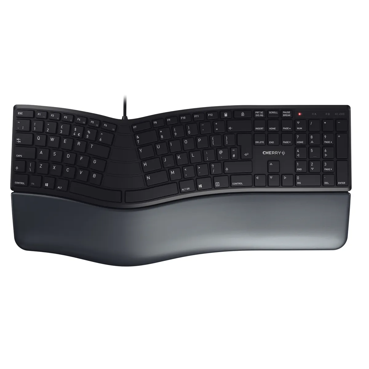 Cherry JK-4500GB-2 KC 4500 ERGO 109 billentyűs, vezetékes USB, ergonómikus, csuklótámasz, 1,8 m kábel, fekete, QWERTY #1