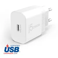 J5create JUP1420-EN USB-C hálózati töltő 20W PD 1 C típusú USB port fehér
